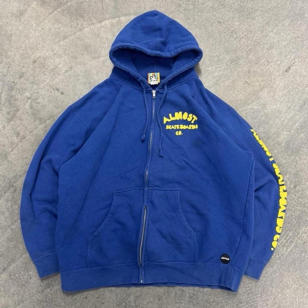 Almost Blue Fleece Full Zip Hoodie Men's XL Regular Logo Graphic Print Pockets